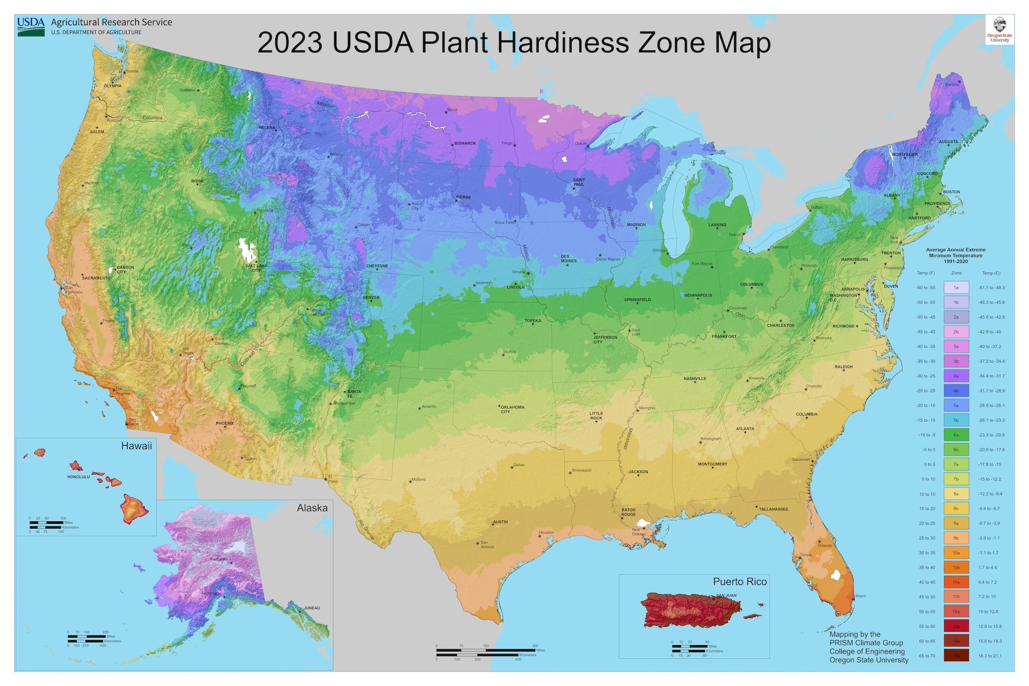 USDA Plant Hardiness Zone Map 2023