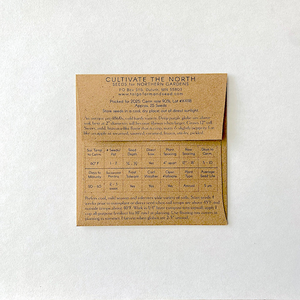 Seed packet directions from Taiga